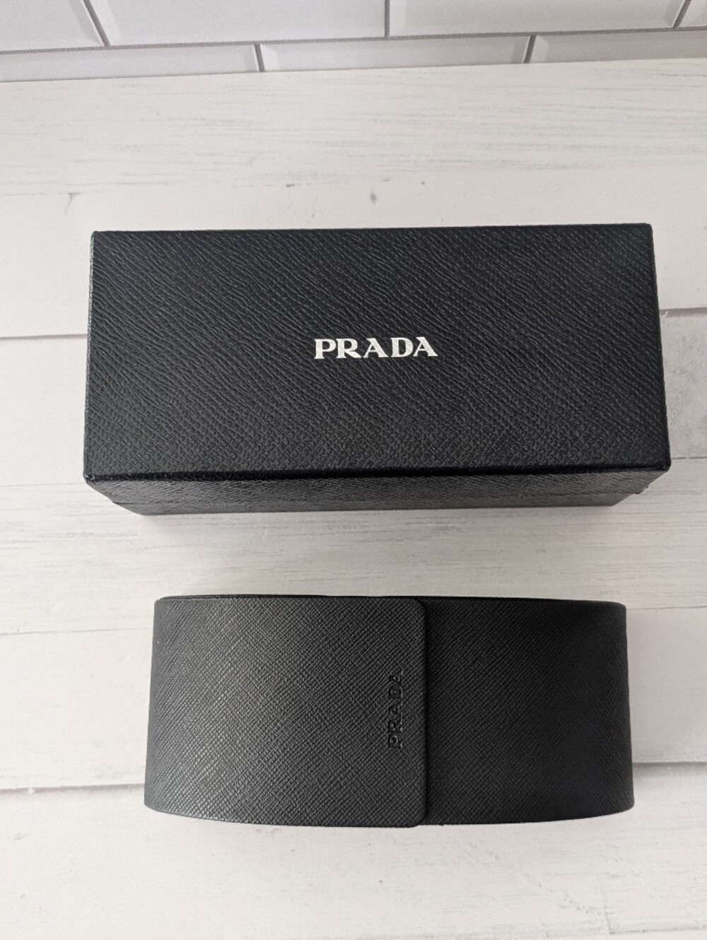 PRADA Hard Shell leather Sunglasses Case & Box